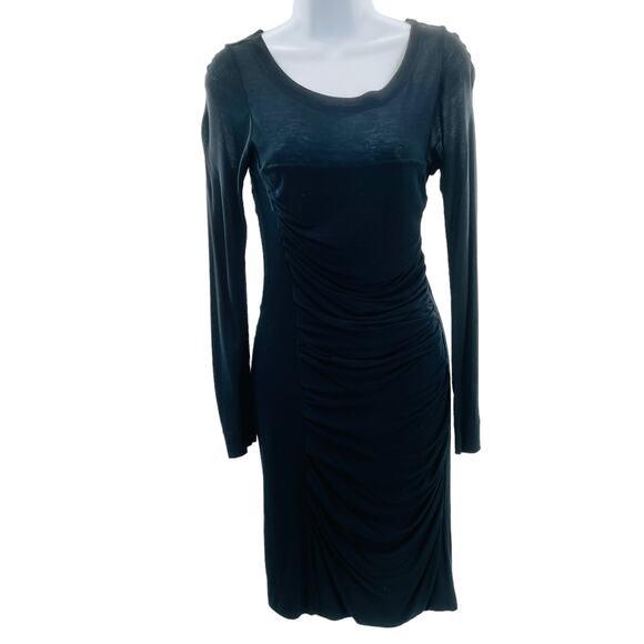 Diane Von Furstenberg Black Silk Blend Ruched Fitted Sheath Dress Women Sz 6 - Picture 1 of 10